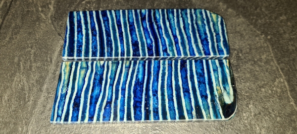 Mammoth molar stabilized handle scales pair (blue)