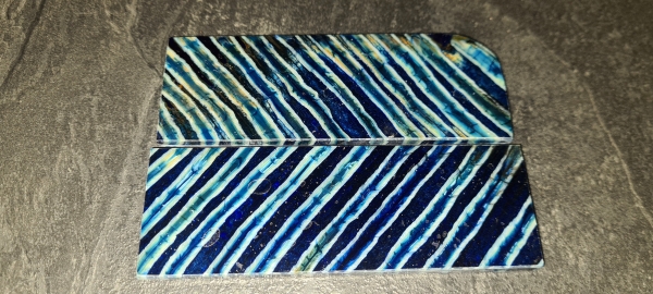 Mammoth molar stabilized handle scales pair (blue)