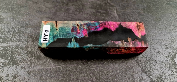 Hybrid wood (HY1) blue/pink stabilized burl poplar 