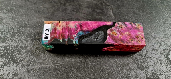 Hybrid wood (HY2) blue/pink stabilized burl poplar 