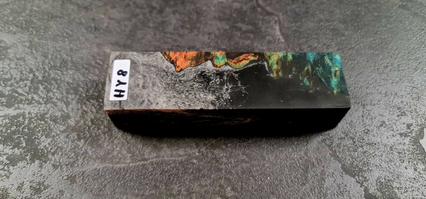 Hybrid wood (HY8) blue/orange stabilized burl poplar 