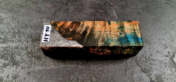 Hybrid wood (HY10) blue/orange stabilized burl poplar 