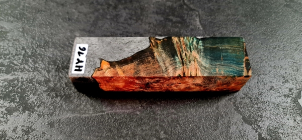 Hybrid wood (HY16) blue/orange stabilized burl poplar 