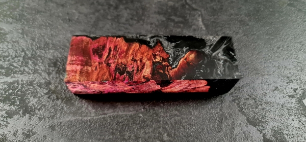 Hybrid wood (HY18) red/orange stabilized burl poplar 